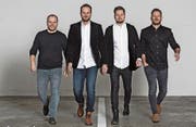 Die HI-Führungscrew von links: Beat Schuler (CFO), Yves Herger (Inhaber und Creative Director), Mathias Bamert (CEO) und Philipp Michel (Art Director, Leiter HI Luzern). (Bild: F. X. Brun (Altdorf, 21. Dezember 2016))