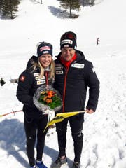 Medaillengewinnerin Stefanie Arnold und Roman Furger. (Bild: Bruno Arnold)