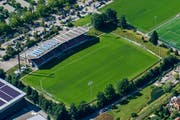 Das Herti-Stadion aus der Luft, Heimstätte von Zug 94. (Bild: PD / Andreas Busslinger)