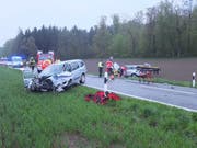 Die Unfallstelle in Meisterschwanden: Der Unfall forderte zwei Verletzte. (Bild Kantonspolizei Aargau)