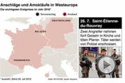 Zahlreiche Amokläufe und Terroranschläge ereigneten sich 2016 in Westeuropa. (Bild: Keystone)