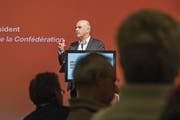 Bundesrat Alain Berset anlässlich der Delegiertenversammlung der SP Schweiz am Samstag. (Bild: Urs Flüeler/Keystone (Altdorf, 24. Februar 2018))