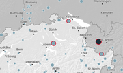 Chur ist weniger als 60 Kilometer vom Epizentrum in Österreich entfernt. Im Bild: Die Karte des Erdbebendienstes der ETH. (Bild: ETH)