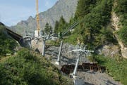 Für die Einfahrt in die neue Mittelstation Trübsee musste harter Fels weggesprengt werden. (Bild: Philipp Unterschütz)