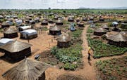 Szene aus dem Flüchtlingslager Bidi Bidi im Norden Ugandas, in welchem viele Personen aus dem Südsudan untergebracht sind. (Bild: Ben Curtis/AP (9. Juni 2017))