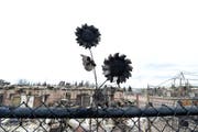 Diese Blumen sind aus Metall – ihre Rettung. (Bild: AP Photo)
