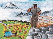 Hans Müllers Bilder erzählen vom Bauernleben, von der Arbeit auf der Alp, von der Liebe und von der Familie. (Bild: Christof Hirtler (Unterschächen, Februar 2018))