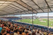 Wie das «Eidgenössische» 2016 in Estavayer wird auch jenes in Zug gegen 56 000 Besucher in die Arena locken. (Bild: Roger Grütter ( 26. August 2016))