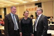 Die drei Nidwaldner Regierungsräte der CVP (von links) treten erneut an: Othmar Filliger, Karin Kayser-Frutschi und Josef Niederberger. (Bild: Richard Greuter (Stans, 1. Dezember 2017))