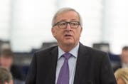 Jean-Claude Juncker, der EU-Kommissionspräsident, hier während einer Rede im EU-Parlament in Strasbourg. (Bild: Patrick Seeger / Keystone (Strasbourg, 16. Januar 2018))