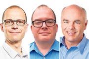 Erich Leu (parteilos), Bruno Stöckli (CVP) und Christoph Villiger (CVP), von links. (Bilder: PD)