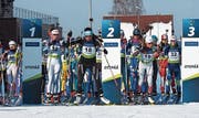 Flavia Barmettler (Nummer 18) beim Frühstart des Verfolgungsrennens. (Bild: PD (Otepää/Estland, 4. März 2018))