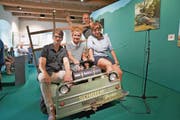 Poesie für den Schilter: Gerhard Meister, Sandra Hughes, Jens Nielsen und Stefanie Blaser (von links). (Bild: Romano Cuonz (Stans, 21. Juni 2017))