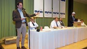 Mathias Regotz von der Syna Geschäftsleitung und Branchenleiter machte darauf aufmerksam, dass die Sozialpartnerschaft auf dem Prüfstand stehe. (Bild: Hans Gnos (2. März 2018))