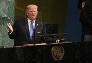 US Präsident Donald J. Trump spricht vor der UNO. (Bild: EPA/ANDREW GOMBERT)