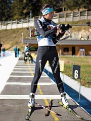 Steht am Wochenende in Realp beim ersten nationalen Biathlon im Einsatz: die 19-jährige Flavia Barmettler aus Alpnach. (Bild: Elisa Perini (Lenzerheide, 3. November 2017))
