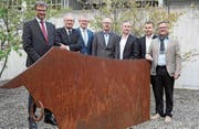 Sie sorgen für eine reibungslose «Uri 18»: Das OK (von links) Christoph Bugnon, René Röthlisberger, Urban Camenzind, Daniel Kaufmann, Beat Marty, Bruno Arnold und Franz Kempf. (Bild: PD)