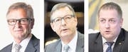 Die Ständeräte Isidor Baumann (CVP, Wassen, links) und Josef Dittli (FDP, Attinghausen, Mitte) und Nationalrat Beat Arnold (SVP, Schattdorf). (Bilder: KEystone und PD)