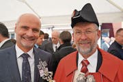 Landammann Ueli Amstad und Landstatthalter Edy Amstad. (Bild: Romano Cuonz (Obwaldner Zeitung))