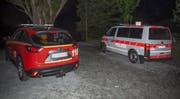 Feuerwehr und Polizei vor Ort im Gebiet Hopfräben. (Bild: Geri Holdener, Bote der Urschweiz)