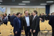 Präsident Herbert Würsch (Mitte) mit den neuen Vorstandsmitgliedern Andreas Christen (links) und Hans Bühlmann. (Bild: Martin Uebelhart (Stans, 1. März 2018))
