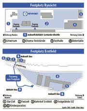 Die beiden Festgelände im Überblick.