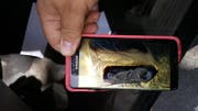 Ein Samsung Galaxy Note 7, das in Brand geraten war (7. Oktober, Minnesota, USA) (Bild: Keystone/andrew Zuis via AP)