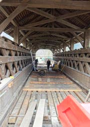 Bauarbeiten an der Fadenbrücke. (Bild: PD)