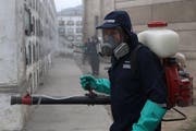Noch müssen andere Mittel im Kampf gegen das Zika-Virus herhalten: Ein Mann räuchert in Lima einen Friedhof aus, um die Stechmücken zu vertreiben, welche das Zika-Virus übertragen. (Bild: Keystone)