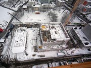Blick auf die Baustelle. (Bild: Webcam Titlis-Palace (Engelberg, 22. März 2018))