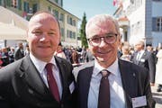 Nationalratspräsident Jürg Stahl und Ständerat Erich Ettlin. (Bild: Romano Cuonz (Obwaldner Zeitung))