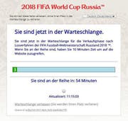 Virtuelle Warteschlange für den Vorverkauf zur Fussball-WM 2018. (Bild: Screenshot/Fifa)