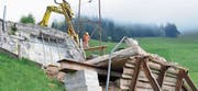 Sanierungsarbeiten an der Wiesenbergstrasse 2012. An dieses Bild wird man sich ab Mai wieder gewöhnen müssen. (Bild: Richard Greuter)