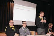 Die Mitglieder des Vereins Neubau Pfadiheim Uri; von links: Othmar Arnold, Marco Grepper, Urs Janett und Christian Imfeld. (Bild: Paul Gwerder (Erstfeld, 22. Februar 2018))