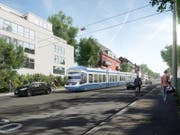 Visualisierung des zukünftigen Rosengartentrams. (Bild: PD)