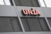 Das Logo von Unia Zürich-Schaffhausen. (Bild: Walter Bieri / Keystone)