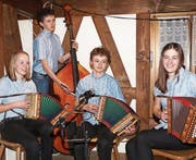 Auch die junge Spirgner Formation Echo vo änä durä mit Yvonne Brand, Andy Brand, Pia Imholz und Marco Brand spielte an der Stubetä in Spiringen. (Bild: Franz Imholz (Spiringen, 8. April 2017))