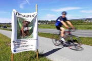 Eine besonders auffällige Vermisstmeldung steht derzeit an der Sinserstrasse in der (Bild Werner Schelbert)