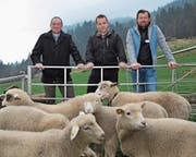 Von links: Wendelin Loretz, Christian Arnold und Res Gnos setzen sich für den Schutz von Schafen ein. (Bild: Urs Hanhart (Isenthal, 6. April 2017))