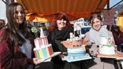 Tamara Businger (Mitte) gewann mit ihrer Arche Noah bei den Lehrlingen des dritten Lehrjahres vor Nadine Schild (links) und Jessica Odermatt (rechts).