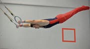 In perfekter Haltung an den Ringen: Daniel Schacher aus Rickenbach. (Bild: Marianne Baschung (Grosswangen, 10. Juni 2017))