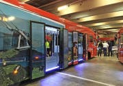 Der mit der Stanser Cabrio-Bahn bebilderte Bus. Bild: PD