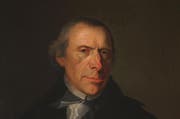 Dieses vom Engelberger Maler Josef Matter geschaffene Porträt (im Bild ein Ausschnitt davon) von Talammann Joseph Eugen Müller findet man im Sarner Rathaus. (Bild: pd)