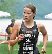 Wie hier beim Uri-Triathlon zeigte Sara Baumann auch in Nyon eine gute Laufleistung. (Bild: Josef Mulle (Seedorf, 2. Juli 2017))