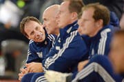Erfolgreich: Luzerns Assistenztrainer Thomas Wyss (links) neben seinem Chef Carlos Bernegger. (Bild: Freshfocus/Andy Müller)