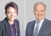 Michèle Blöchliger wird Gesundheits- und Sozialdirektorin, Joe Christen Landwirtschafts- und Umweltdirektor. (Bilder: PD)