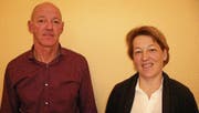 Links: Daniela Gerig und Tumasch Cathomen treten ab; rechts: der neue Präsident Wisi Marty und Brigitte Arnold, Vertreterin Vitaswiss. (Bild: PD)