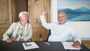 Franz Jaeger (links) und Konrad Hummler wollen die EU-Debatte neu anstossen. (Bild: Ralph Ribi (St. Gallen, 20. Juni 2017))
