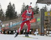 Auf dem Weg zum Sieg bei der Jugend 1 in der Verfolgung: Simon Zberg aus Sarnen. (Bild: Angelika Zberg (Notschrei, 7. Januar 2018))