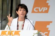 Bundesrätin Doris Leuthard fordert an der ersten «CVP-Landsgemeinde» in Sempach mehr bezahlbaren Wohnraum. (Bild: Keystone)